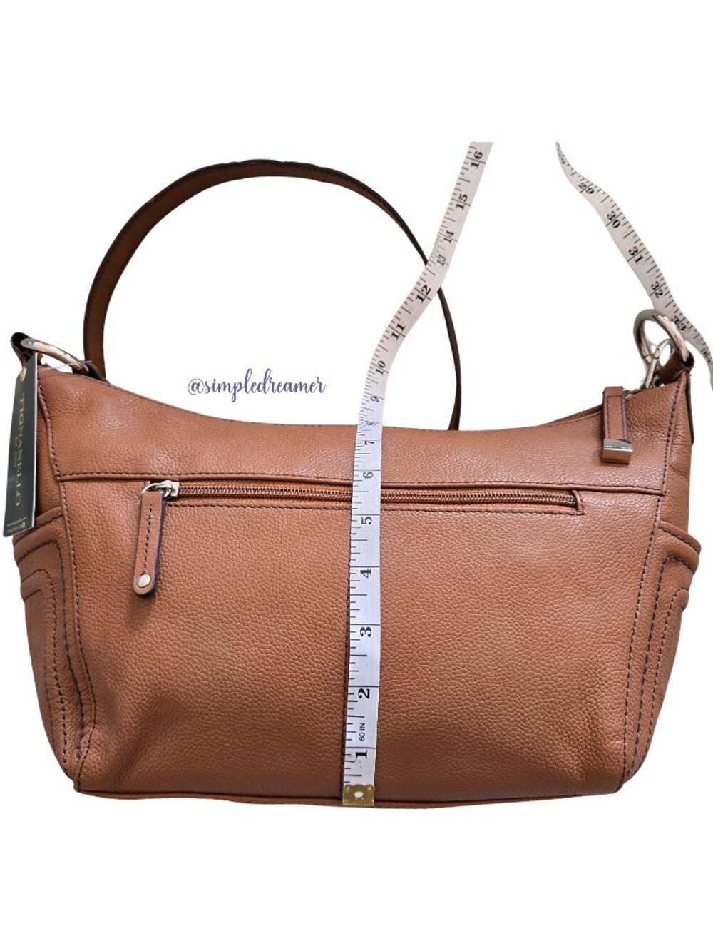 Tignanello Super Stitch Pebble Leather Convertible Shoulder Bag Cognac NWT - Picture 11 of 16